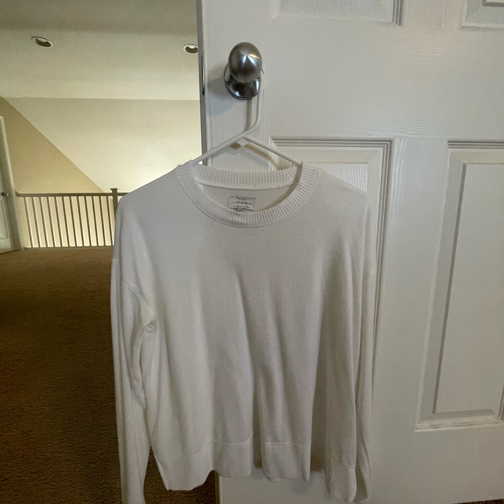 Lucky Brand White Crewneck Sweater Lightweight Knit